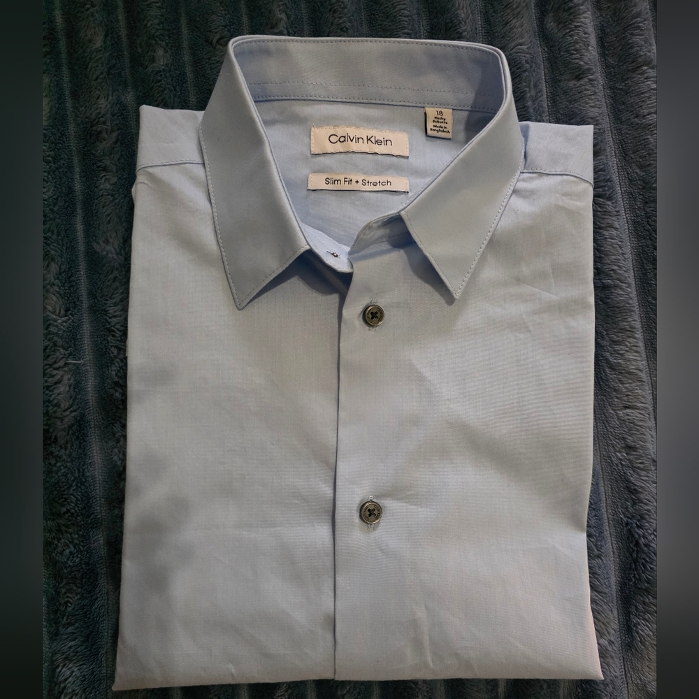 Calvin Klein Husky Boys Sky Blue Dress Shirt